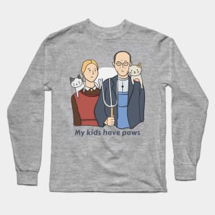 Cat design- Grant Wood American Gothic Long Sleeve T-Shirt